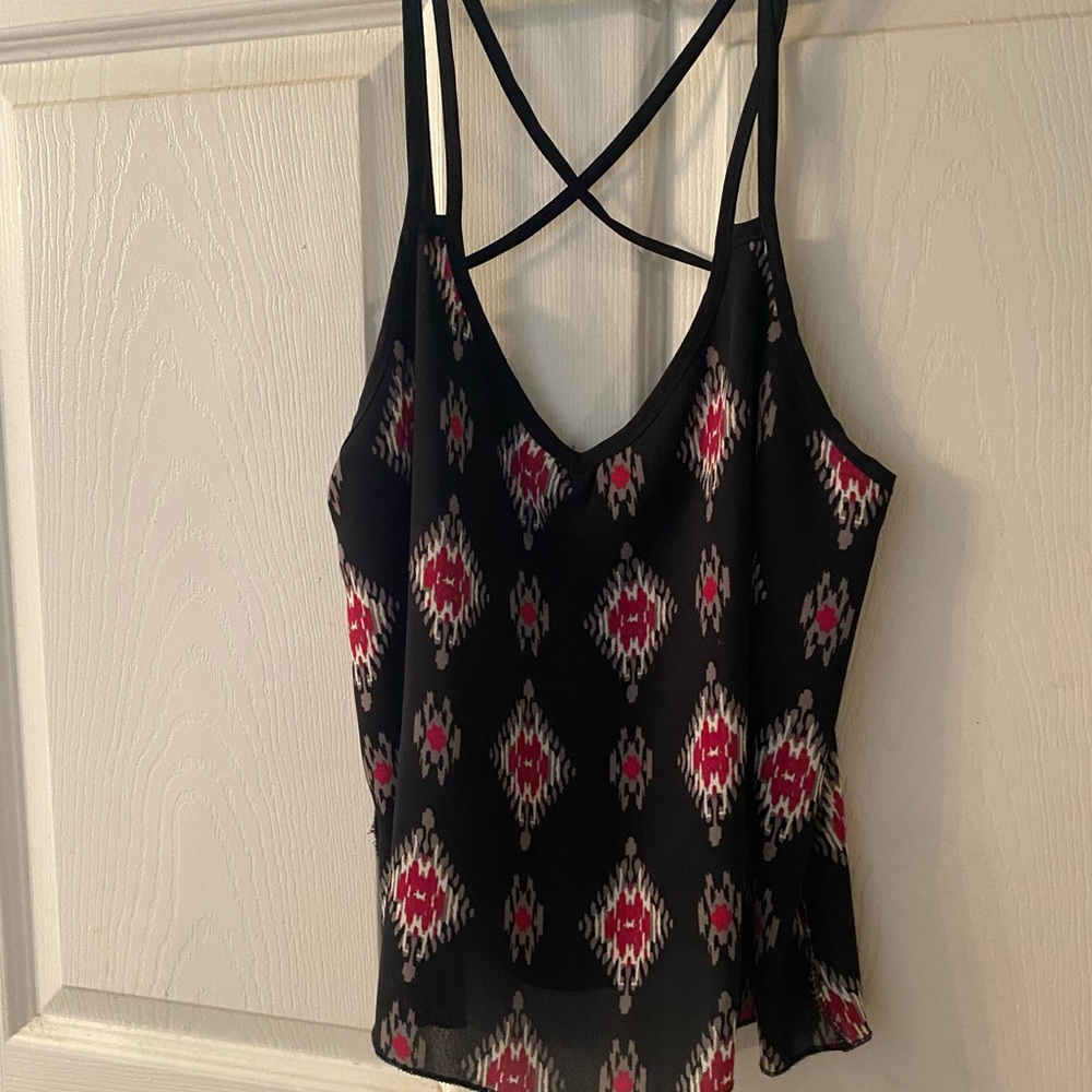 Black and patterned top